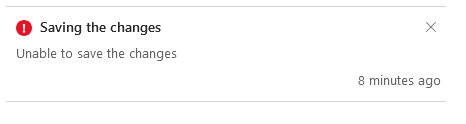 Unable to save the changes error displayed in the Entra admin center